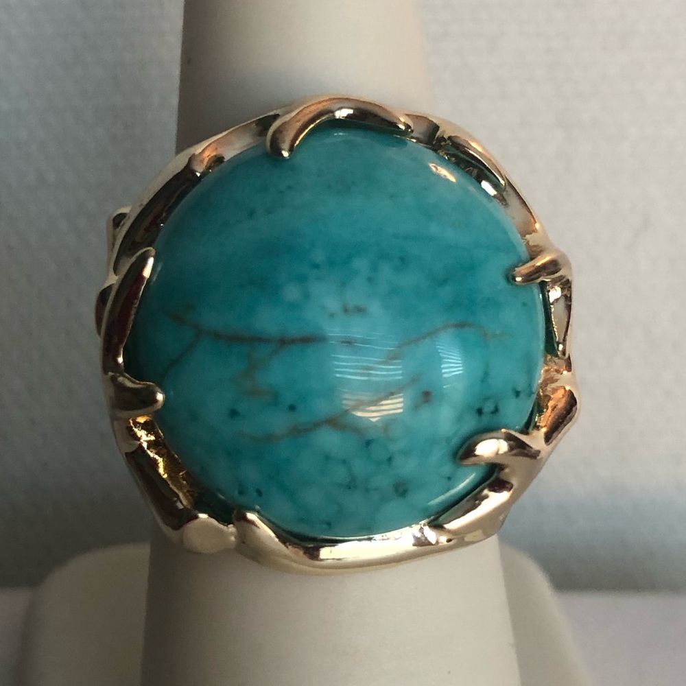 Kendra Scott Turquoise & Gold Branch Ring in 14k Gold Plate